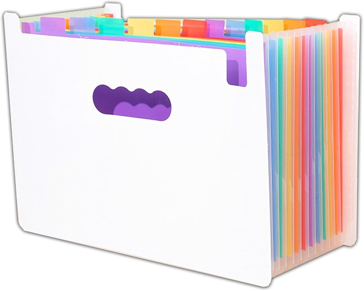 Documentmap A4 - Opbergmap Organiser - Documenten Sorteren - 13 Regenboogvakken - A4 Formaat - Zwart