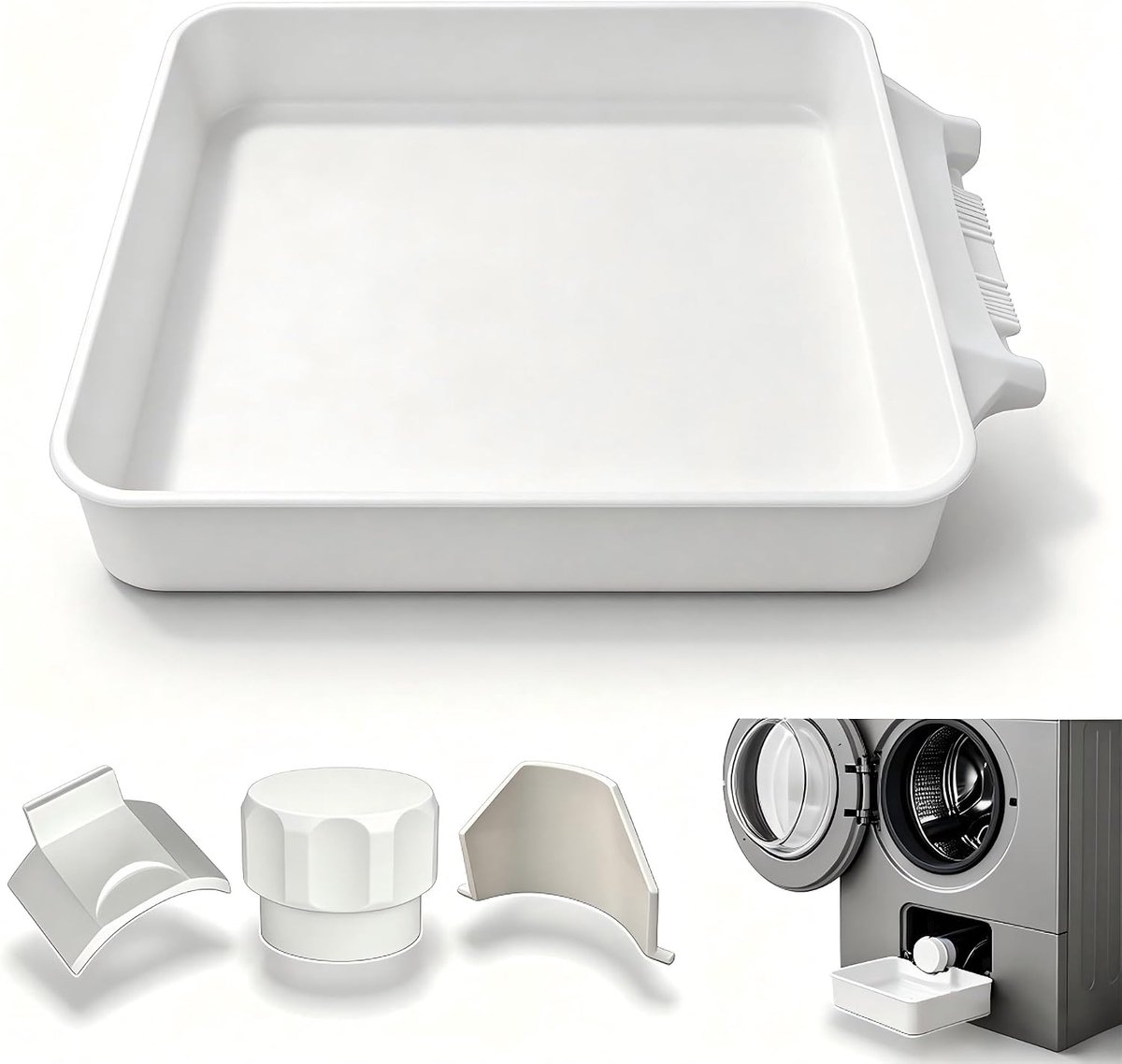 4 stuks -Universele Lekbak Wasmachine - Opvangbak Tegen Lekkage - Afvoerbak voor Wasmachine en Vaatwasser - Eenvoudig te Installeren - Bescherm de Vloer - Afvoerbak Voor Wasmachines - 18cm - Wit