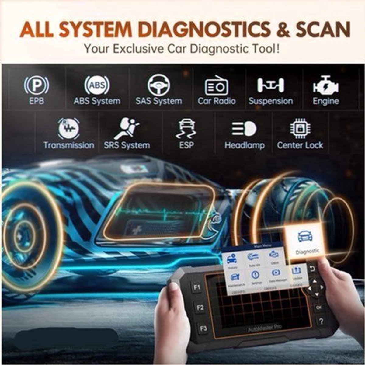 Autodiagnosetool – OBD2 Scanner – Auto Diagnoseapparaat – Foutcode Lezer – Systeemscanner – 8 Onderhoudsfuncties – Kleurenscherm