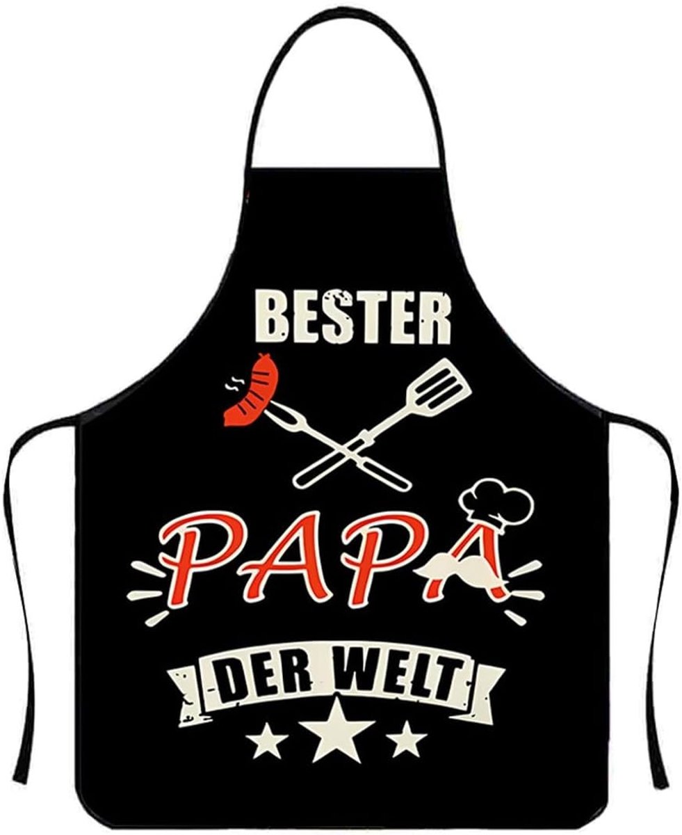 Cadeau voor vader: verstelbaar keukenschort voor barbecue, koken en grillen, gepersonaliseerd en grappig cadeau voor de chef-kok