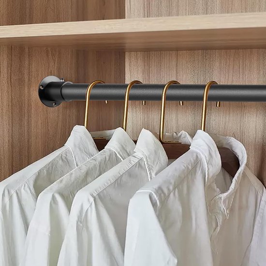 Kledingstang - Garderobestang - Kleding Opbergen - Telescopisch Verstelbaar - 74-130 cm - Zwart — afbeelding 3