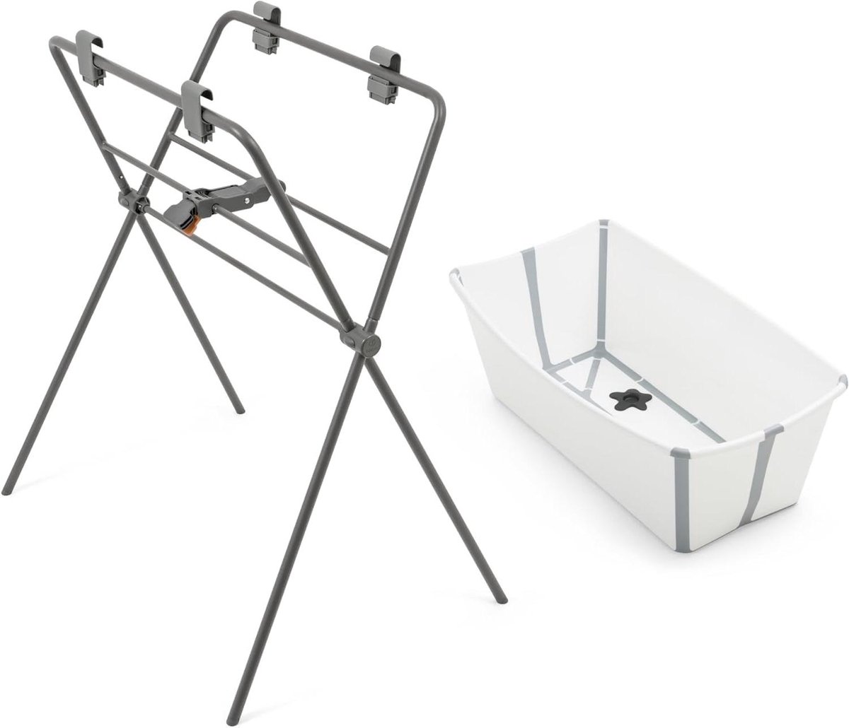 Babybad met standaard - Opvouwbaar badje - Baby verzorgen - Inclusief badstandaard - Tot 10 kg - Wit