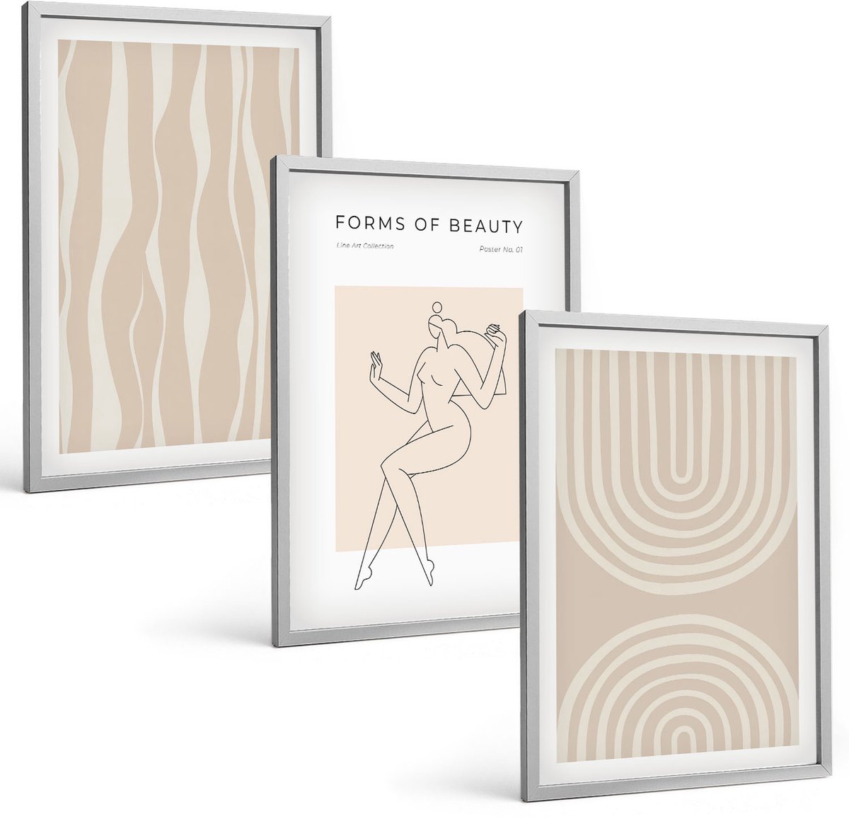Coloray 3-Delige Schilderij Set - Abstracte Patronen, Delicate Boho-Decoraties - 40 x 60 cm - Moderne Wanddecoratie - Woonkamer - Woonkamer Decoratie