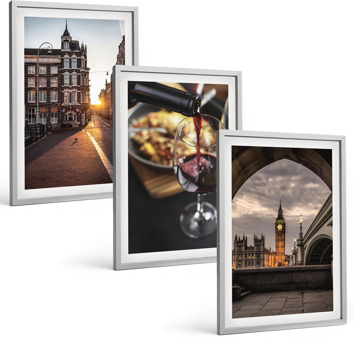 Coloray 3-Delige Schilderij Set - Een Serie Foto'S Met Stadseten En Een Uitzicht Op Londen. - 40 x 60 cm - Moderne Wanddecoratie - Woonkamer - Interieur Decoratie