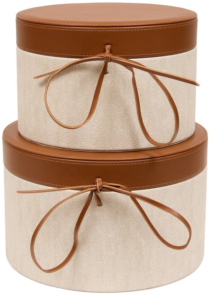 Lot de 2 boîtes Whisky rondes beige