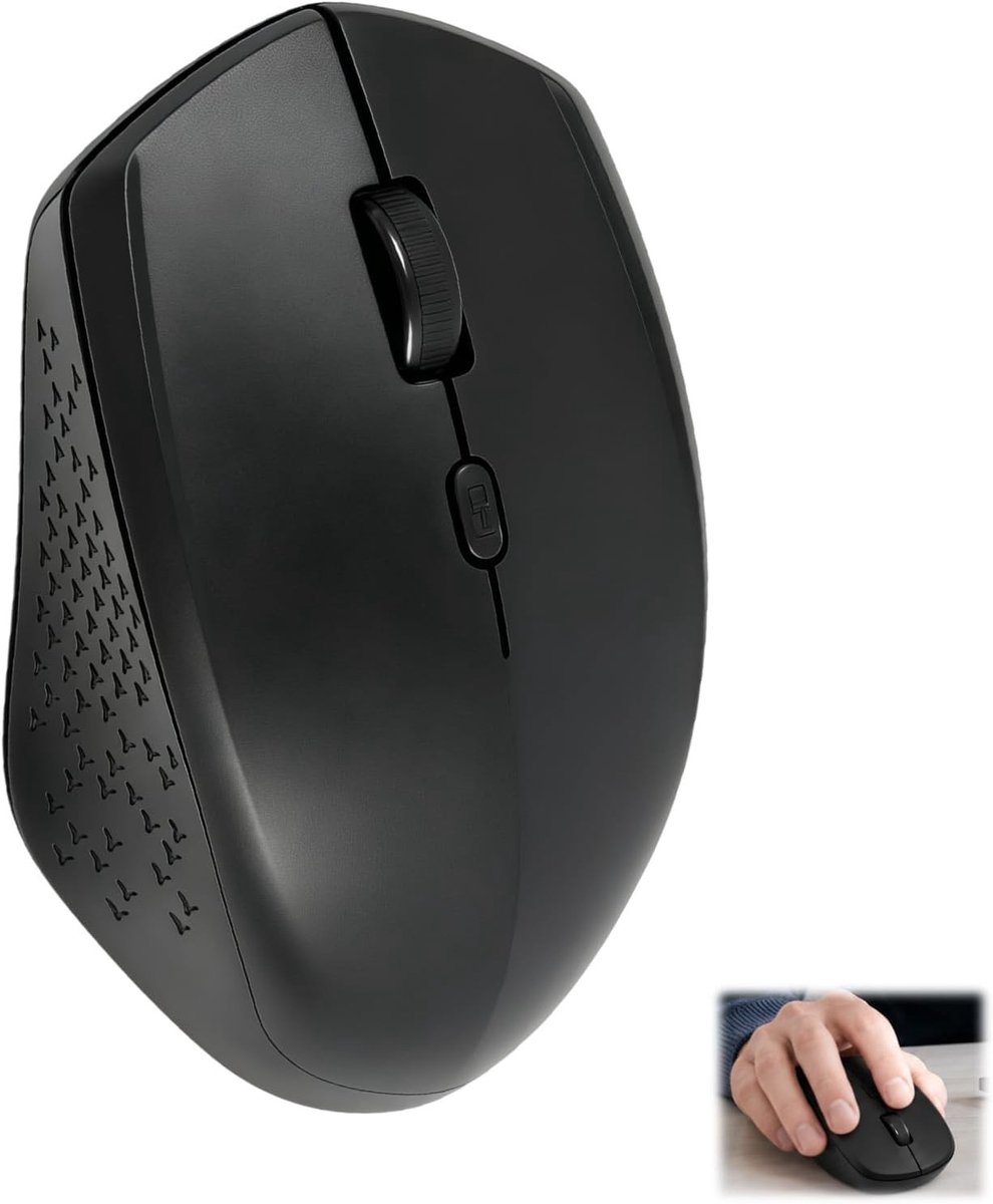 Draadloze muis 2.4 GHz, ergonomisch ontwerp, stille toetsen, compatibel met Windows/Mac/Linux, eenvoudig te installeren en ideaal voor thuis en op kantoor