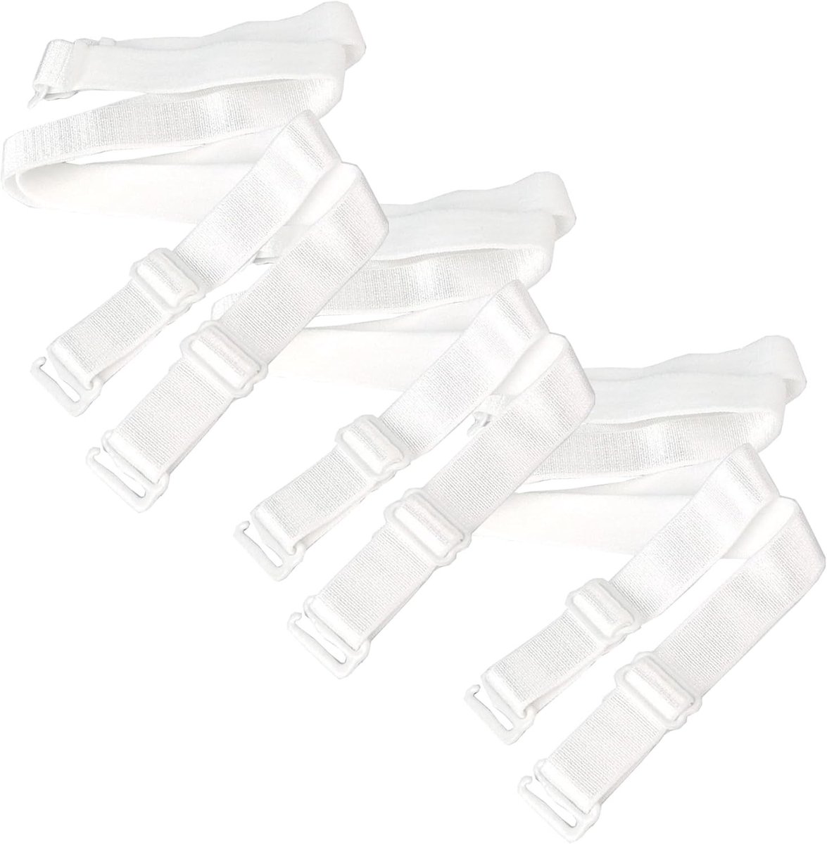 Vervangende Elastische Bh Schouderbanden voor Dames - 3 Paar, Antislip Lingerie Straps, 15mm Breed, Wit, Comfortabele Ondersteuning en Verstelbaar Design