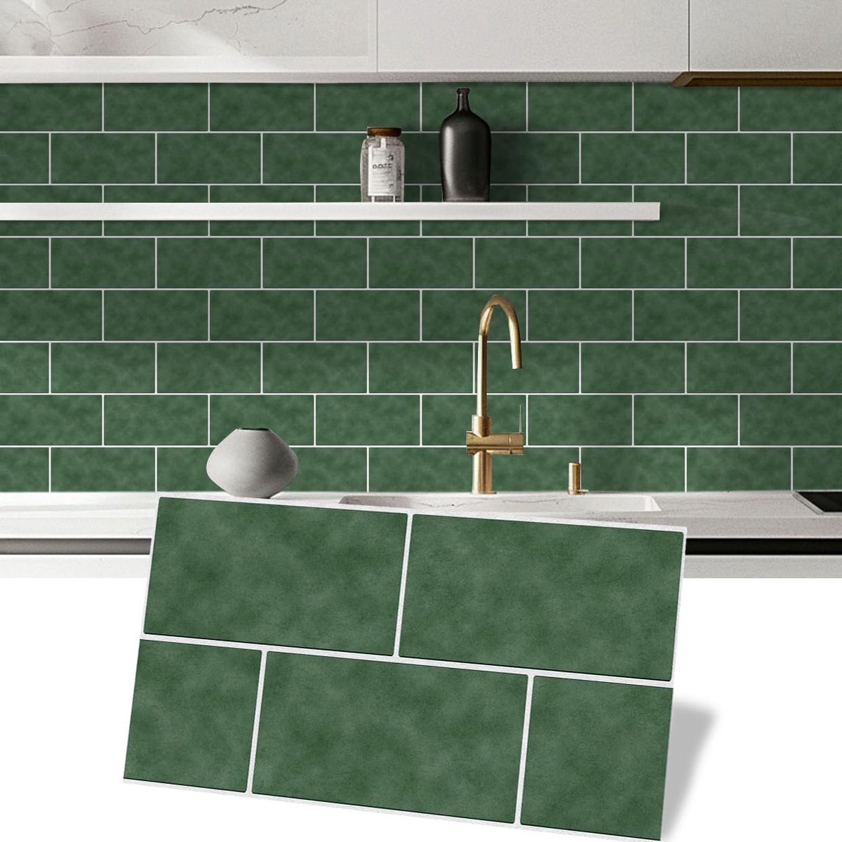 Vinylstickers voor vloer en muur met zelfklevende achterkant voor decoratie, waterdichte slipvaste vloertegels voor keuken, badkamer en woonkamer, muursticker van pvc, afpellen en opplakken,