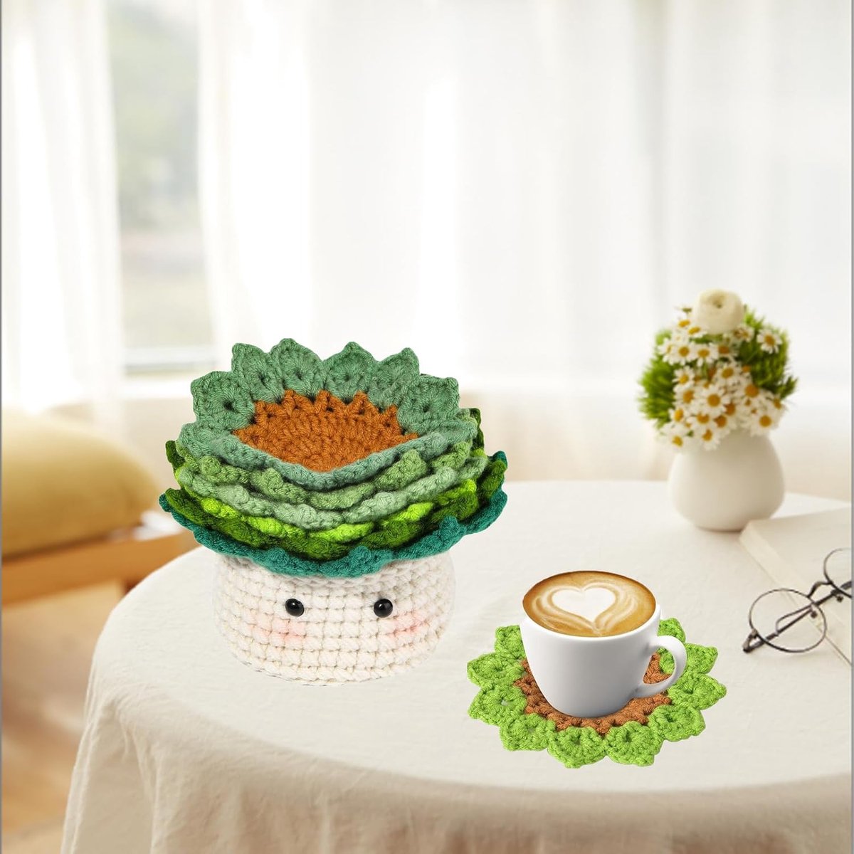Haaknaaldenset voor beginners, haakset voor volwassenen, haakset met dieren, haakonderzetters, die kunnen worden gebruikt voor interieurdecoratie