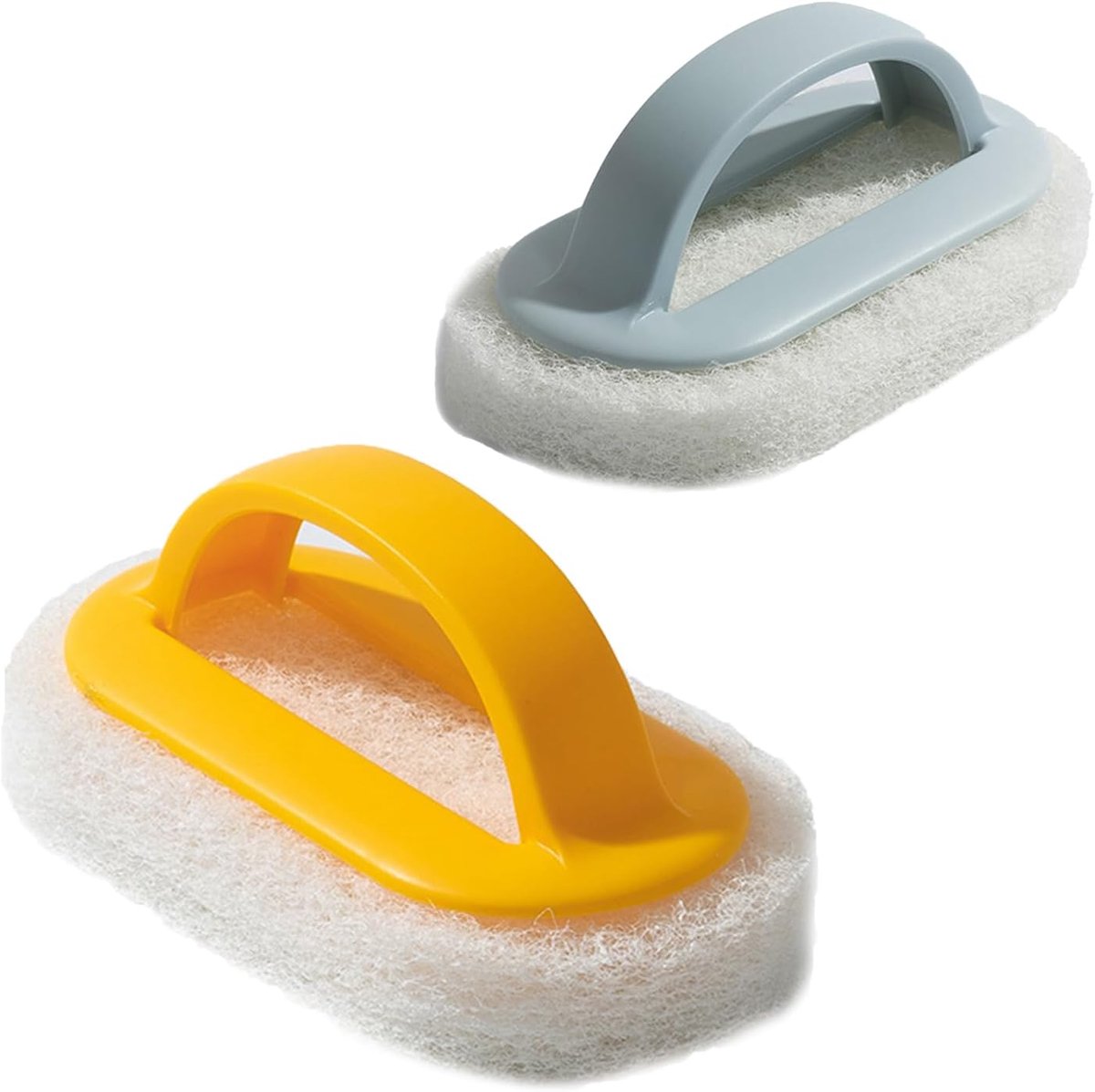 Zwembadborstels, sponsborstels voor zwembad, reinigingsborstels voor spa, badkuipen en vlekken op het zwembad, borstels voor zwembad met handvat (blauw/geel)