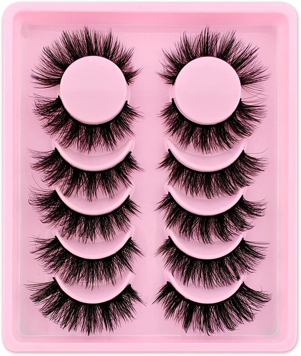 Natuurlijke 3D Wimpers, Krullende Cat Eye Wimpers met D Curl en Wispy Volume - 6 Paar voor een Verleidelijk Effect