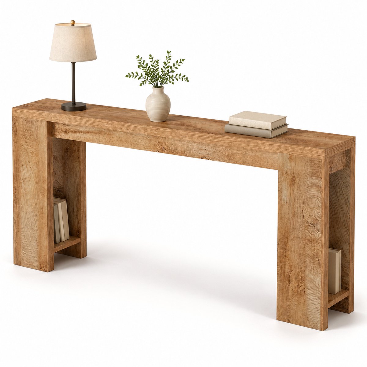 DMG Supply Sidetable - 2 Open Zijvakken - 160 x 30 x 85 cm - Licht Eikenlook