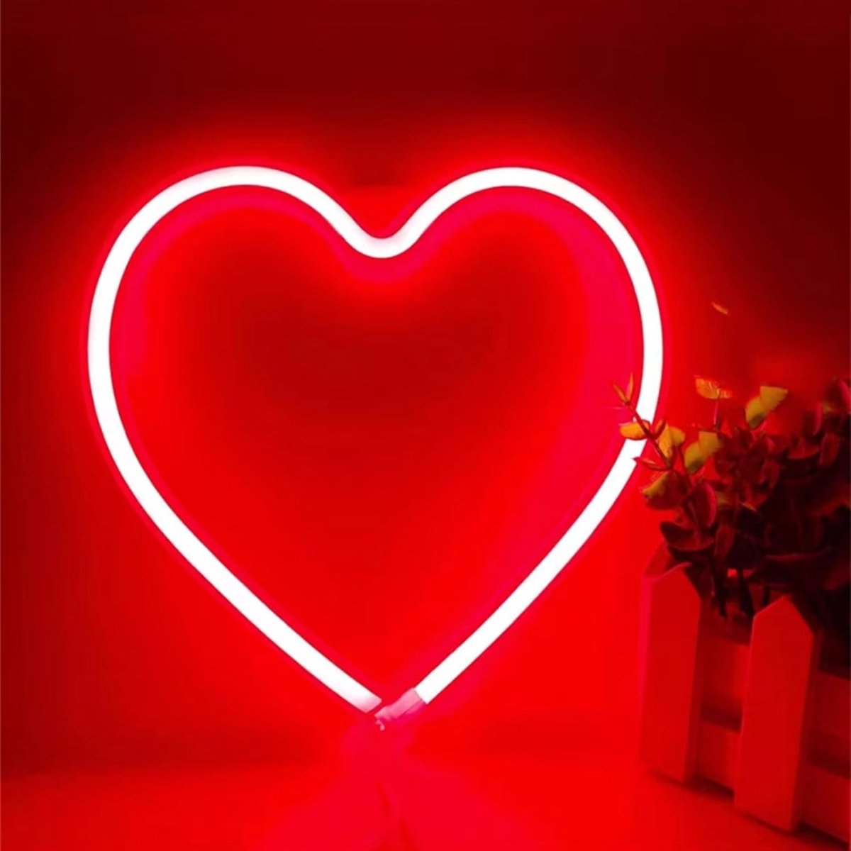 Neon Hart Lamp - Rood - 19,8 x 20,8 cm - LED Neon Hart Licht - Voor Meisjes en Decoratie
