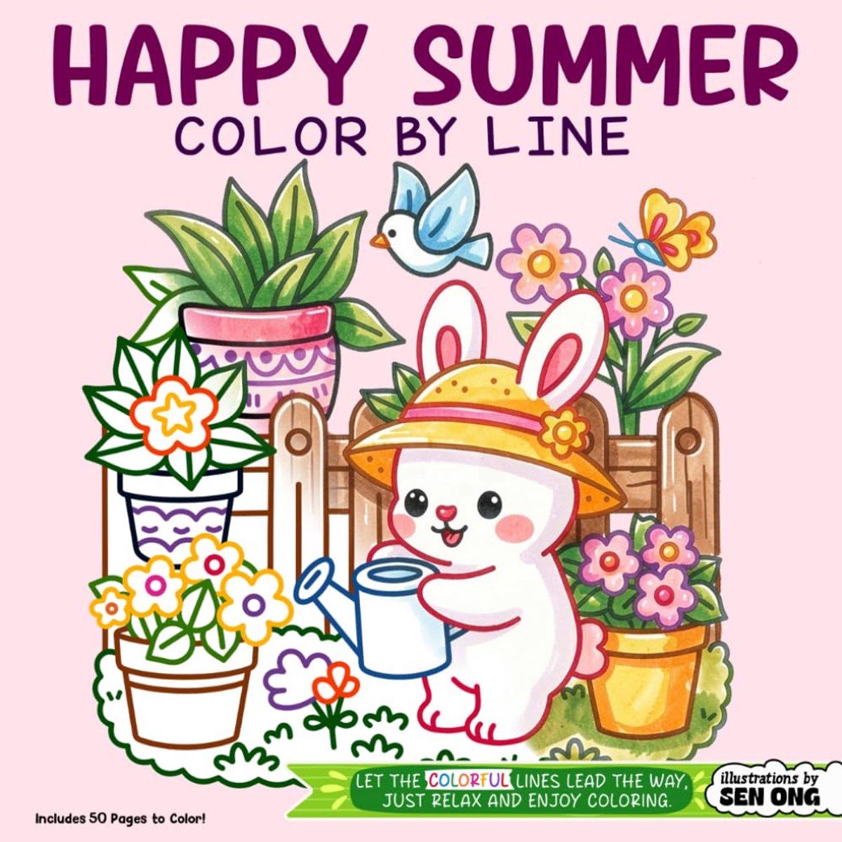 Happy Summer Color By Line: Adorable Pets in Playful and Cozy Scenes - ShopVlot