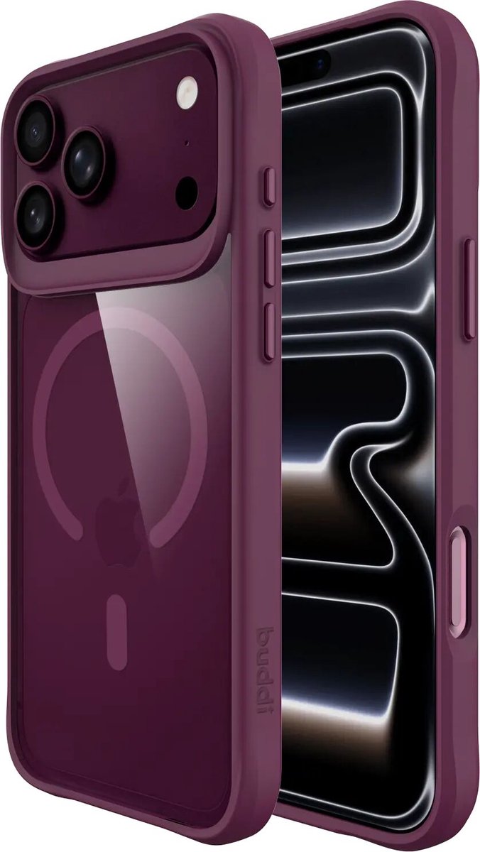 Buddi Hybrid - Hoesje Geschikt voor Apple iPhone 18 Pro - Compatibel met MagSafe - Back Cover met Magneet - Magnetische Beschermhoes - Case Matched Rood