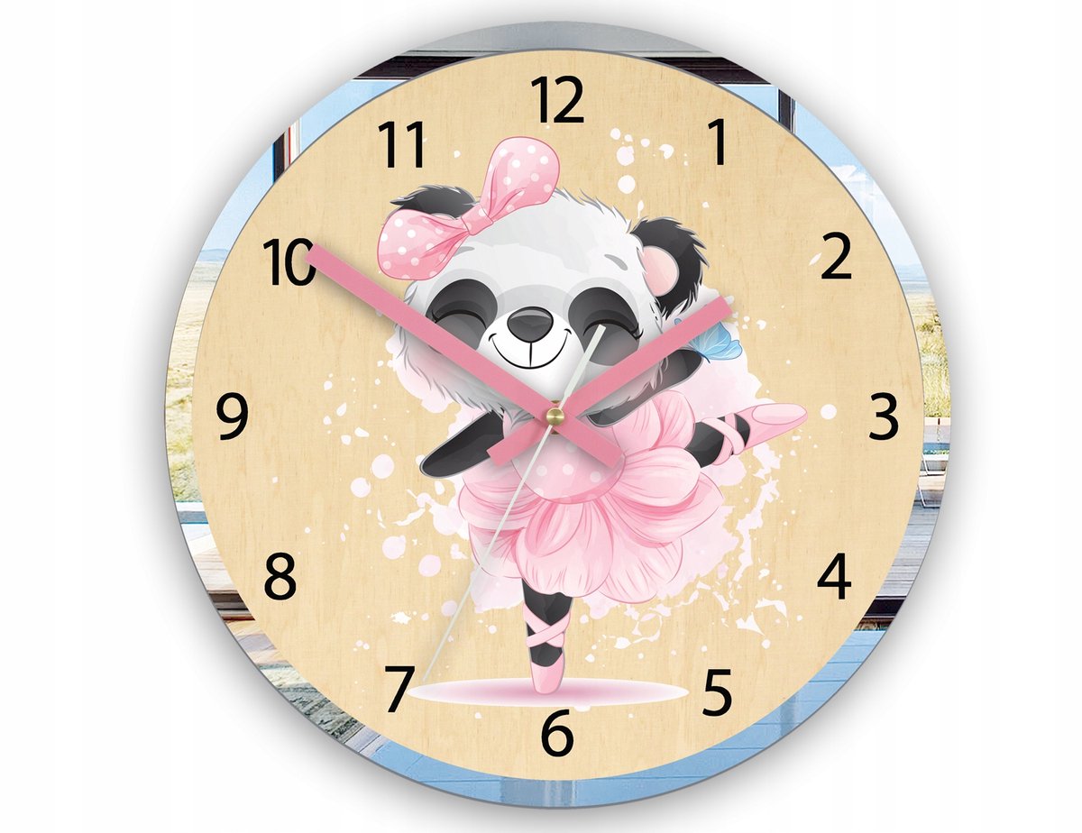 Moderne wandklok Panda Balletdanser voor kinderen - Stille beweging
