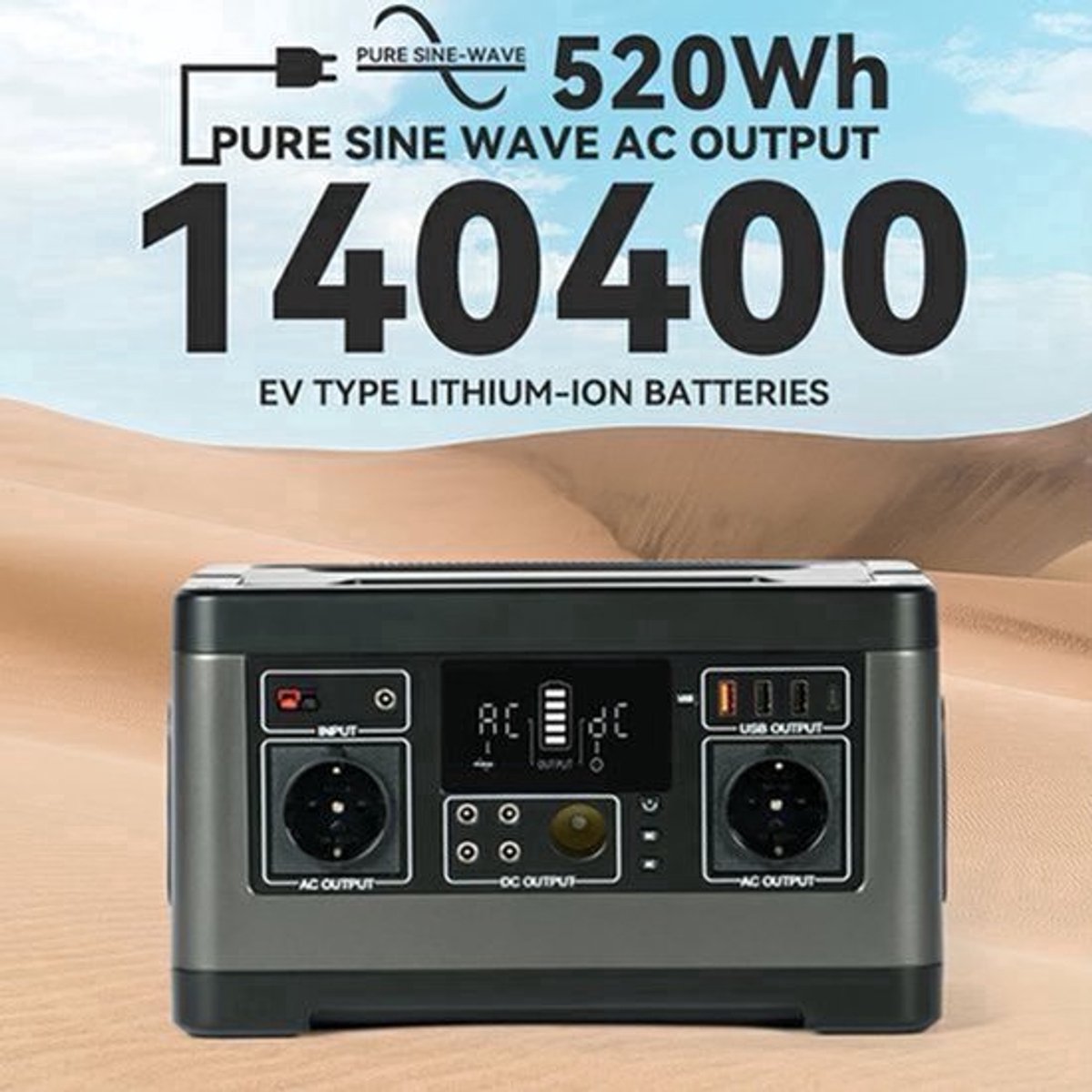 Draagbare Power Station – Mobiele Accu – Externe Batterij – Outdoor Generator – 500W Uitgang – 520Wh Lithium Batterij