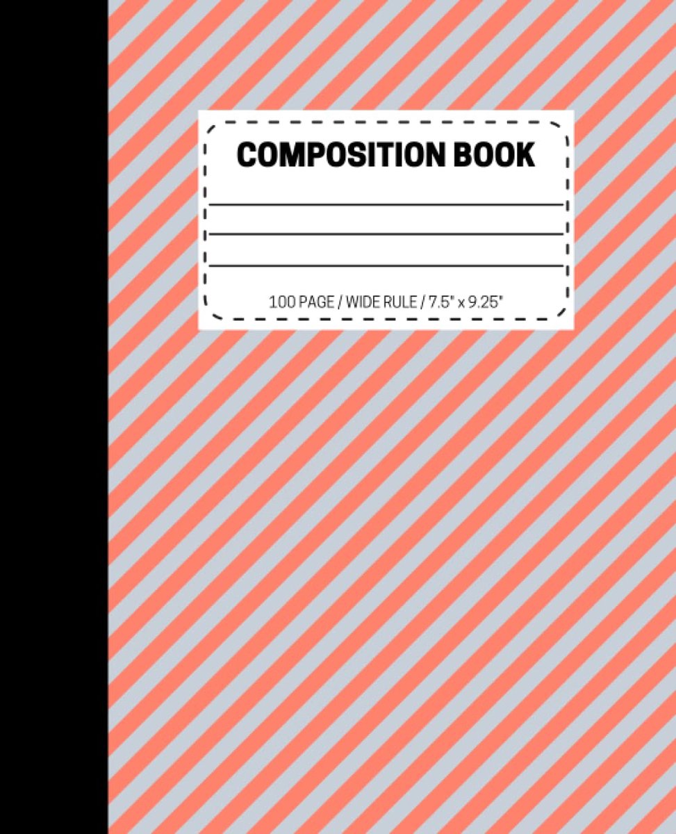 Composition Notebook, Wide Ruled Paper, 9-3/4 x 7-1/2 Inches, 100 Sheets, Stripes Pink Yellow - ShopVlot