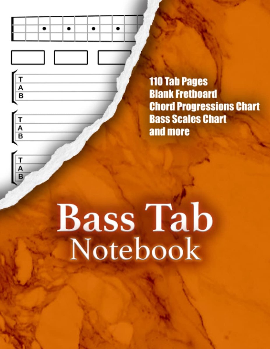 BASS TAB NOTEBOOK: Unique Blank Bass Tablature Manuscript Paper Features Fretboard Diagrams, Light Lined Staves for - ShopVlot