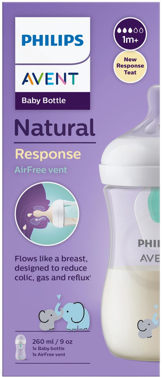 Philips Avent - AirFree Babyfles - Natural Response - Olifant - 1 stuk - 260ml van Philips — afbeelding 5