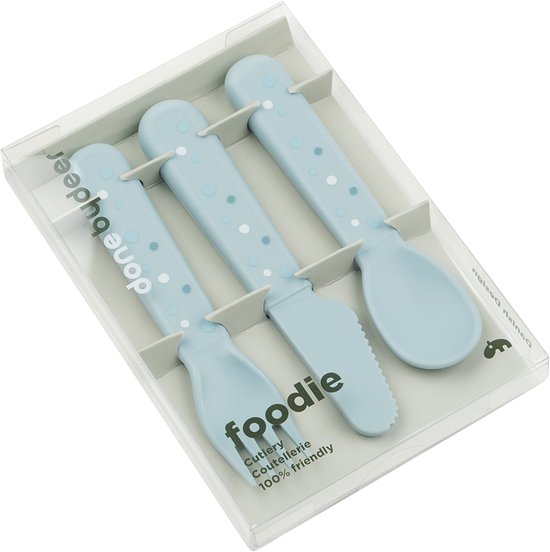 Done By Deer Foodie Cutlery Set Happy Dots Blue van Done by Deer — afbeelding 3