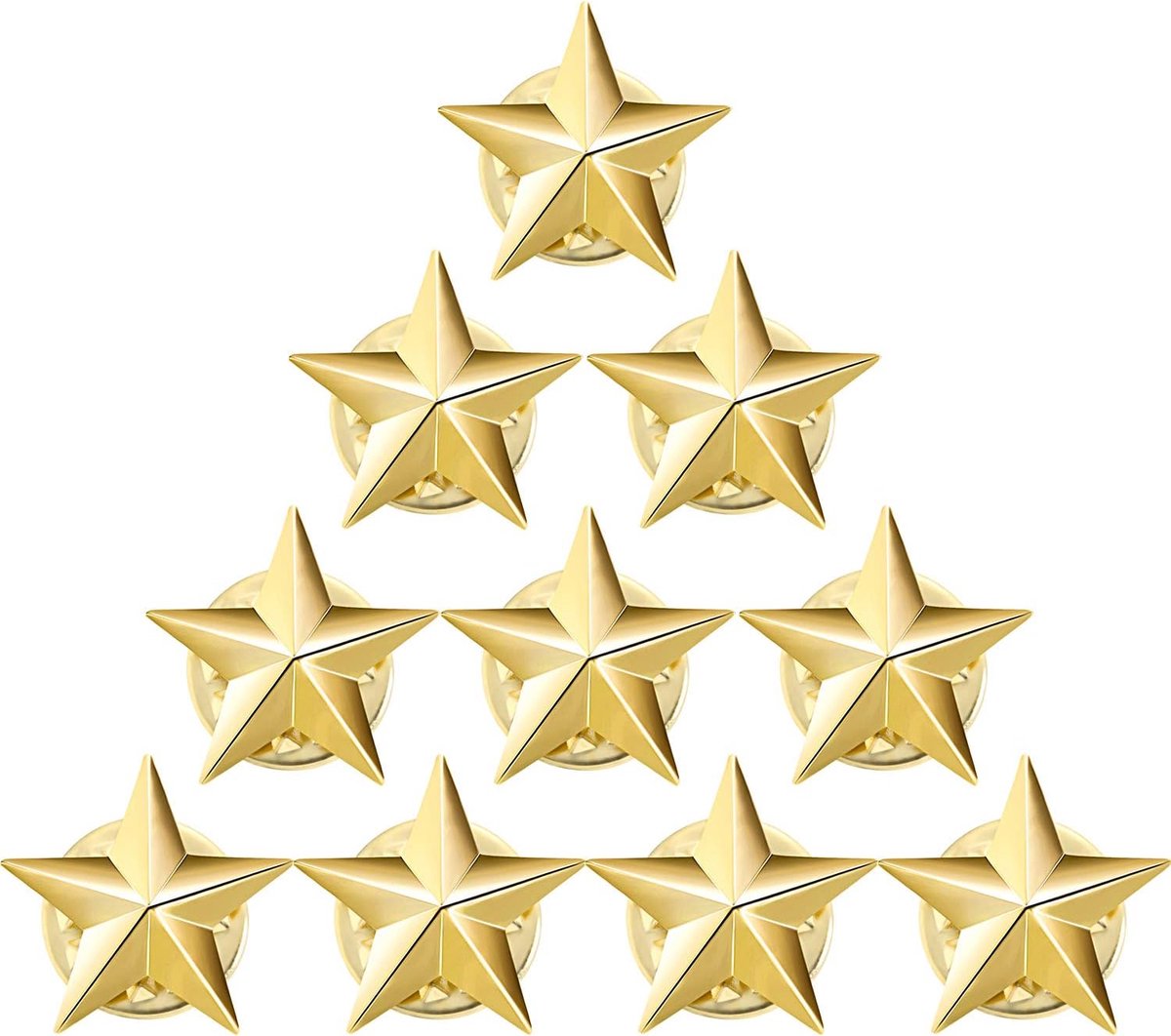 10 stuks sterrenbadges pin voor 4 juli Memorial Day Veterans Day Party Onafhankelijkheidsdag viering Labor Day thema feest kostuum decoraties (goud)