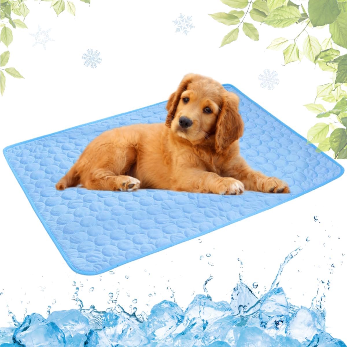 Koelmat voor Hond, Zelfkoel Hondenmat, Kat Koelmat, Niet-toxisch Huisdier Zelfkoelende Pad, Wasbaar Hondenkoelmat voor Honden en Katten in Hete Zomer Ontspannen(Blauw,40x50cm)
