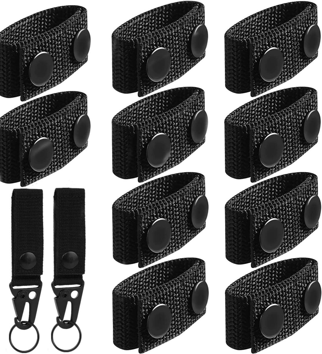 10 Stuks Riemlussen, Duty Belt Keeper Politie Riemhouder, Nylon Met 2 Stuks Riem, Karabijnhaak Voor Kamperen, Wandelen