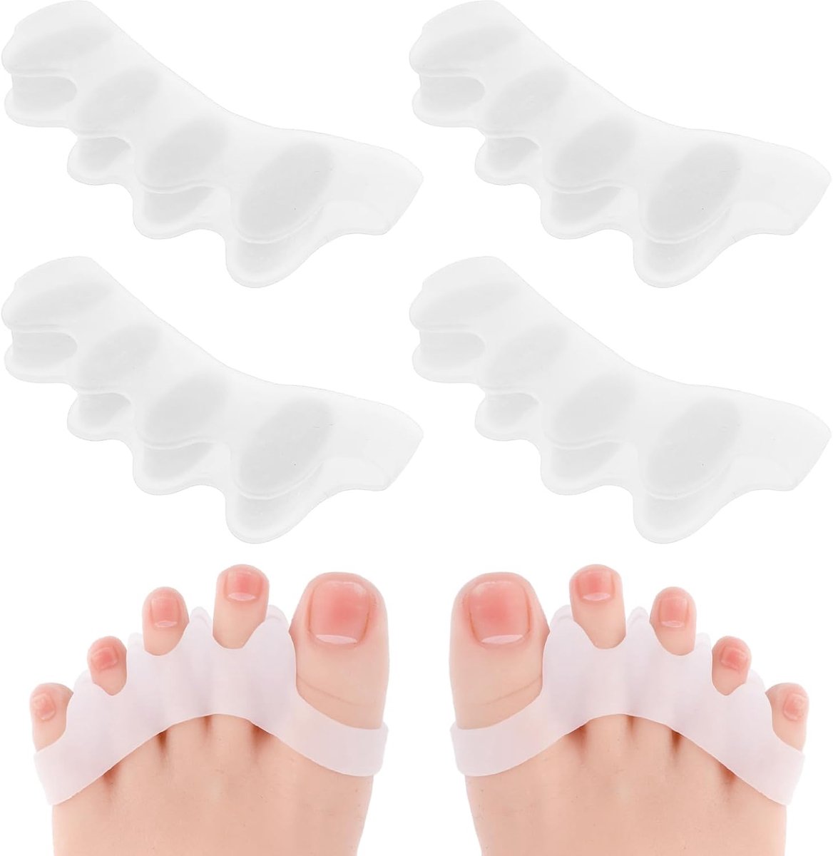 Siliconen zachte teenspreider, 2 stuks teenspreider hallux valgus toe spacer dames heren universele maat voor hallux valgus hamerteenkussen bandage