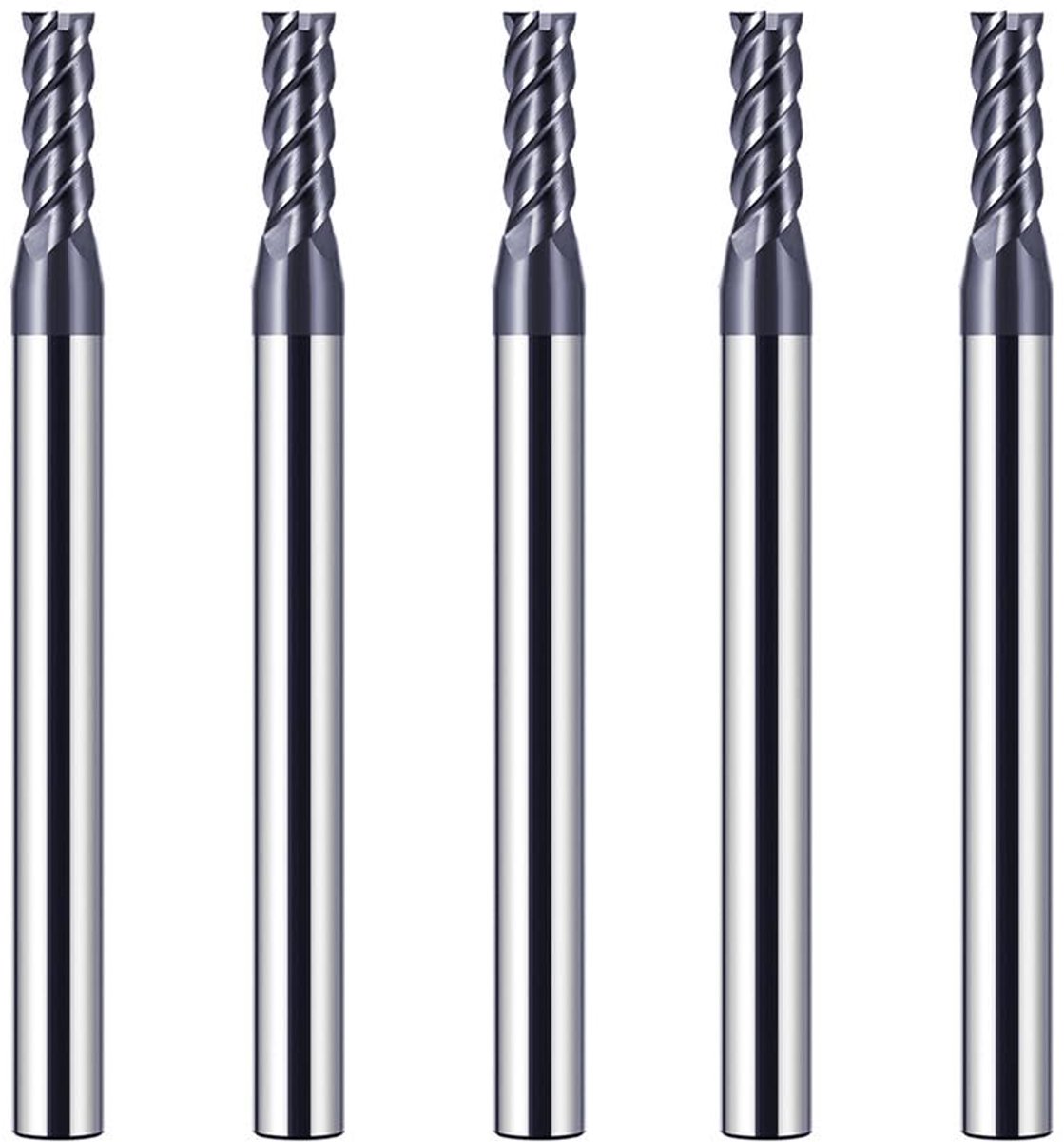5 Stukken Hardmetaal Frees 3mm, 4 Tanden/4 Snijden CNC frees, zwart AlTiN gecoat, CNC schachtfrees metaalfrees 3mm voor Staal Metaal hout Acryl Kunststof (3mm)