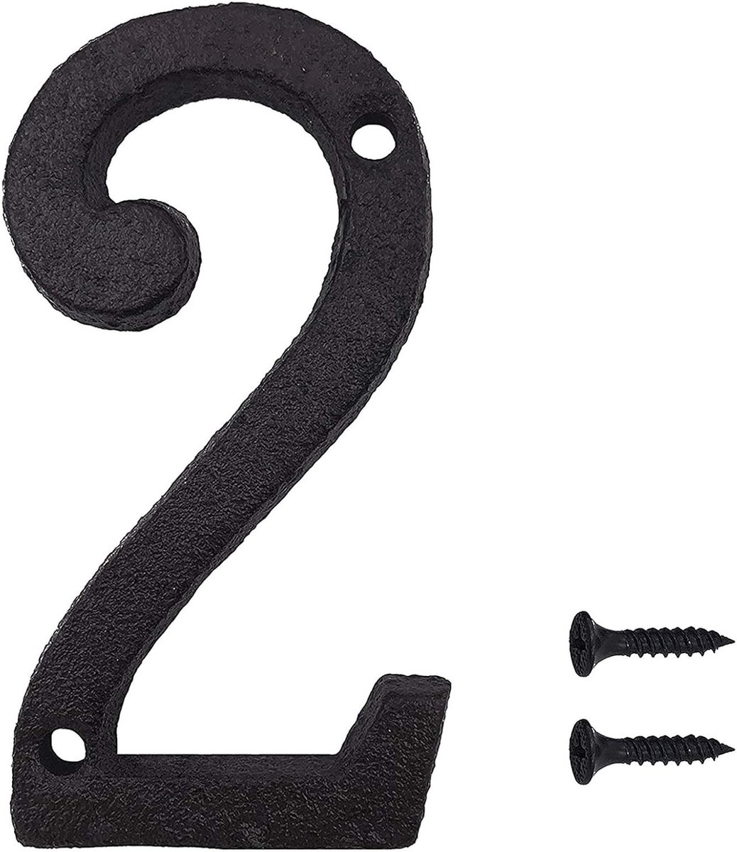Dailygoods- Cijfers Gietijzer - Zwart - Retro Metaalsignage - Huisnummer - 7,5 cm Hoogte - Duurzaam - Eenvoudig te Installeren