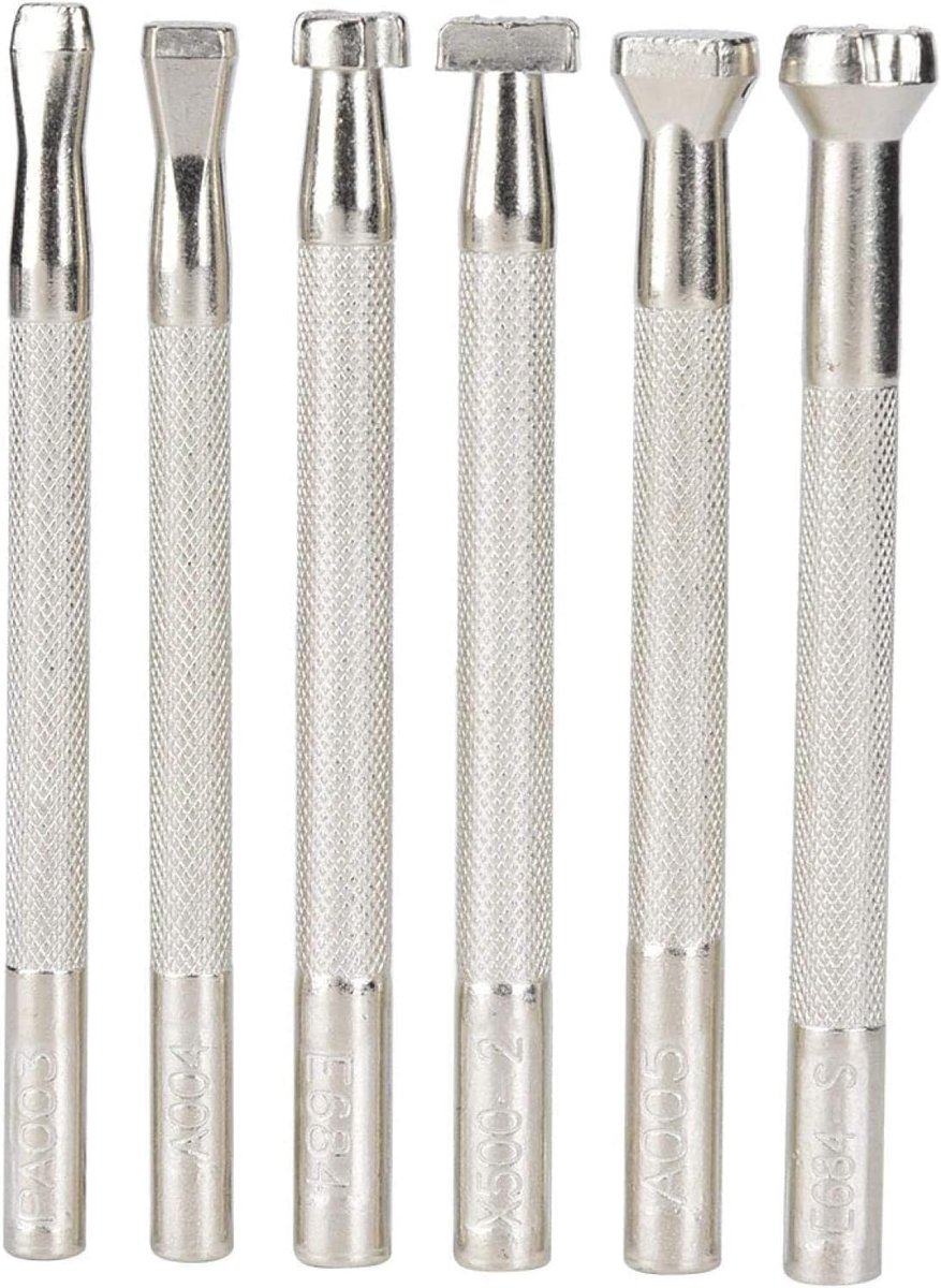 6-delige Lederen Embossing Tools Lederen Carving Werkzadel Maken Tools Lederen Carving Set met Antislip Vis Afdrukken Patroon Handvat voor Leer Ambachtelijke DIY(6 stuks)