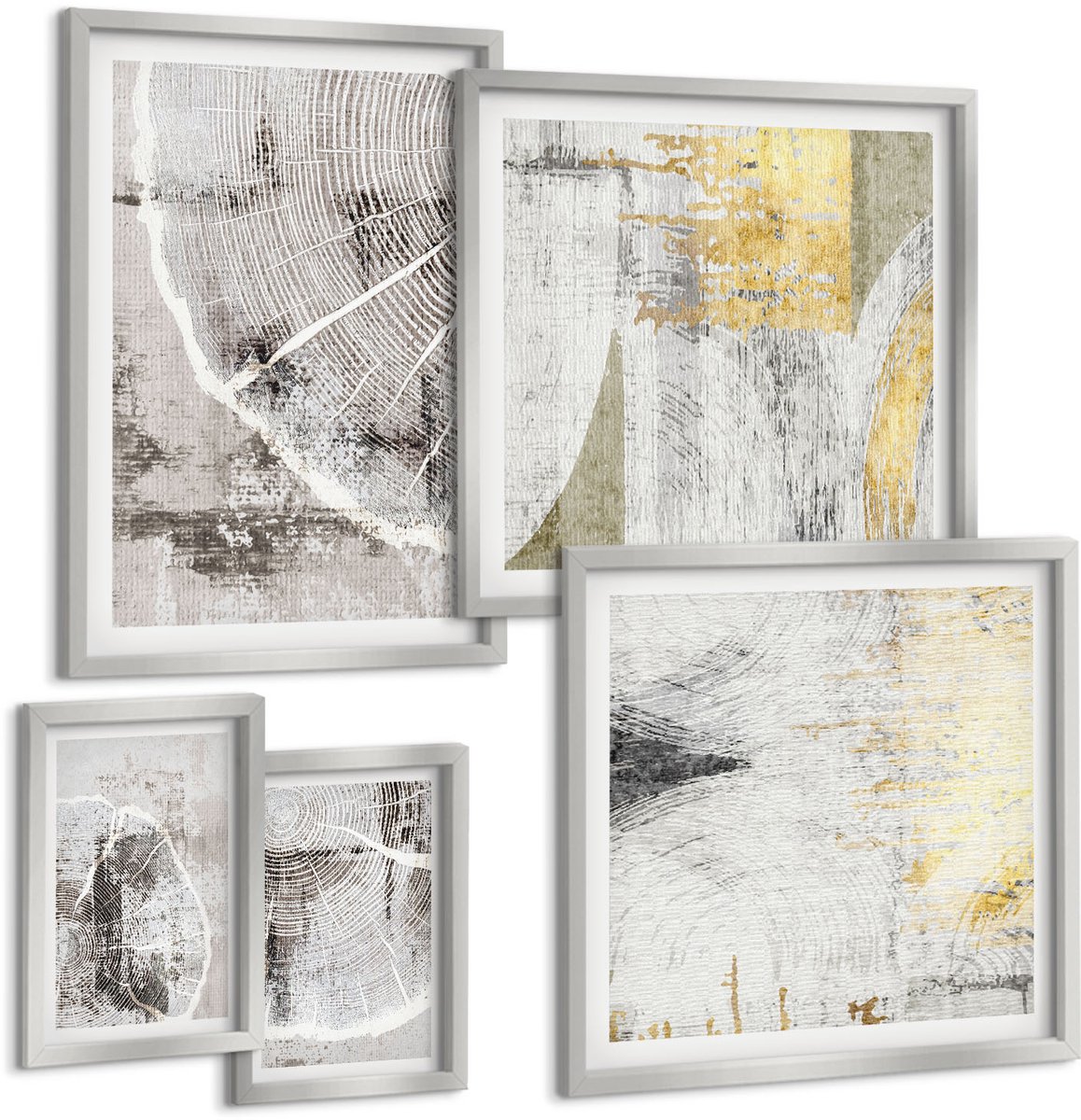 Coloray 5-Delige Schilderij Set - Boho Minimalistisch Decoratief Ontwerp - 20 x 30 cm - Muurdecoratie - Schilderijen Set - Woonkamer - Wanddecoratie