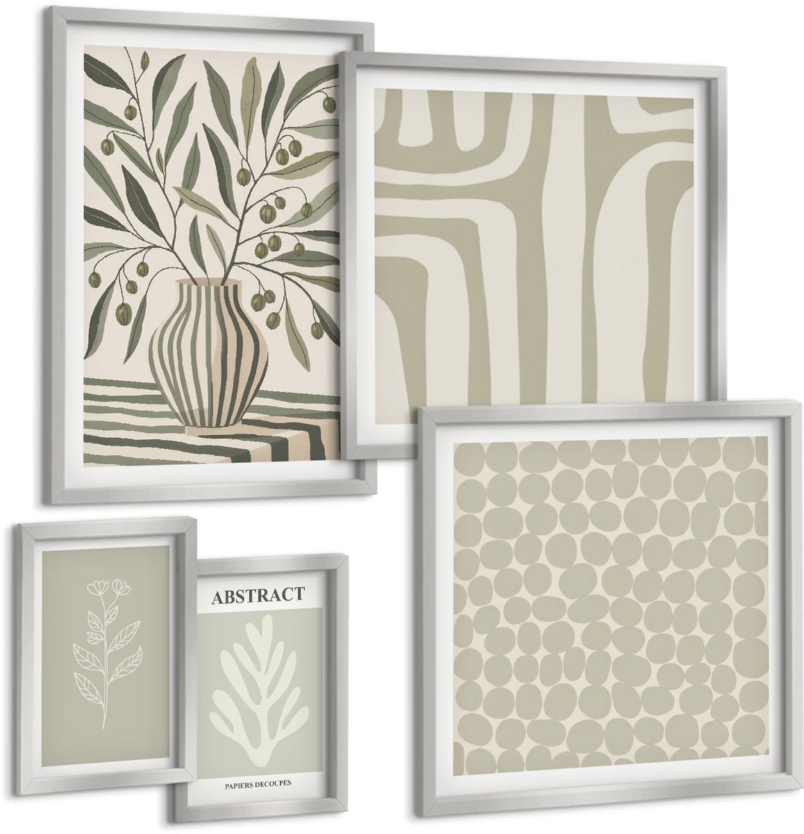 Coloray 5-Delige Schilderij Set - Strandgolven Gras Hoed Zand Ontspanning Natuur - 20 x 30 cm - Stijlvolle Muurdecoratie - Slaapkamer - Moderne Wanddecoratie