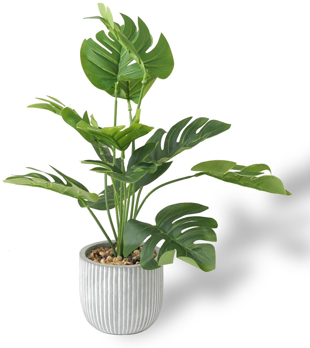 Kunstplanten 32 cm - nep palmboom - groene bladeren - decoratie voor huis en kantoor - Luxento