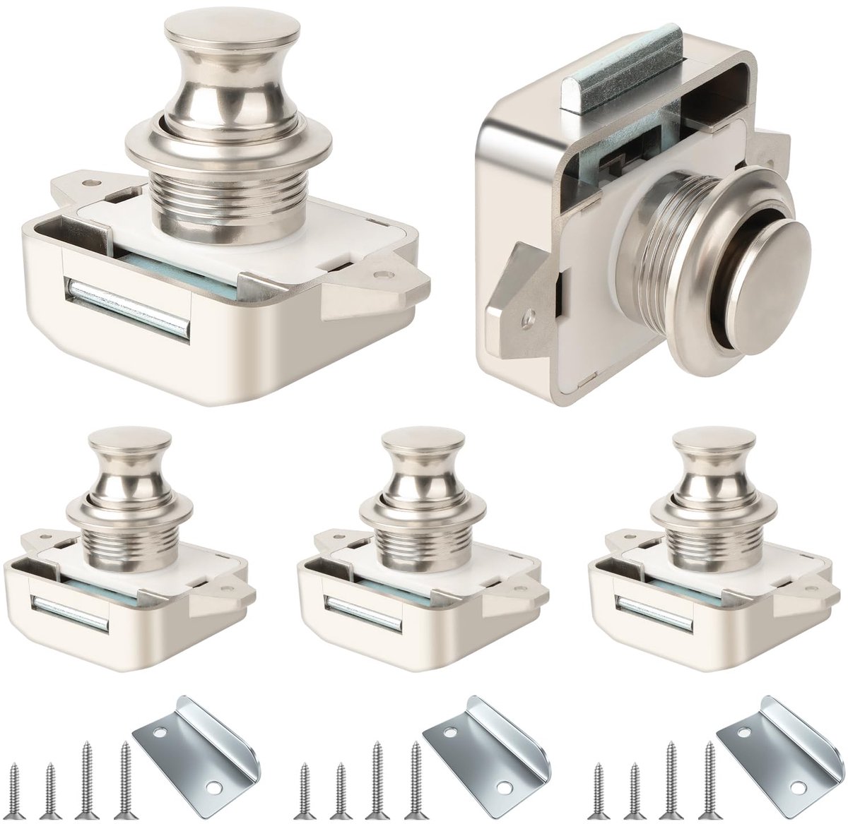 Lhdfyqt 5 Stuks Push Button Lock, Camper Drukknop Sluiting, 14-16mm Drukknop Klink Lock, Sleutelloos Drukknopslot - ShopVlot
