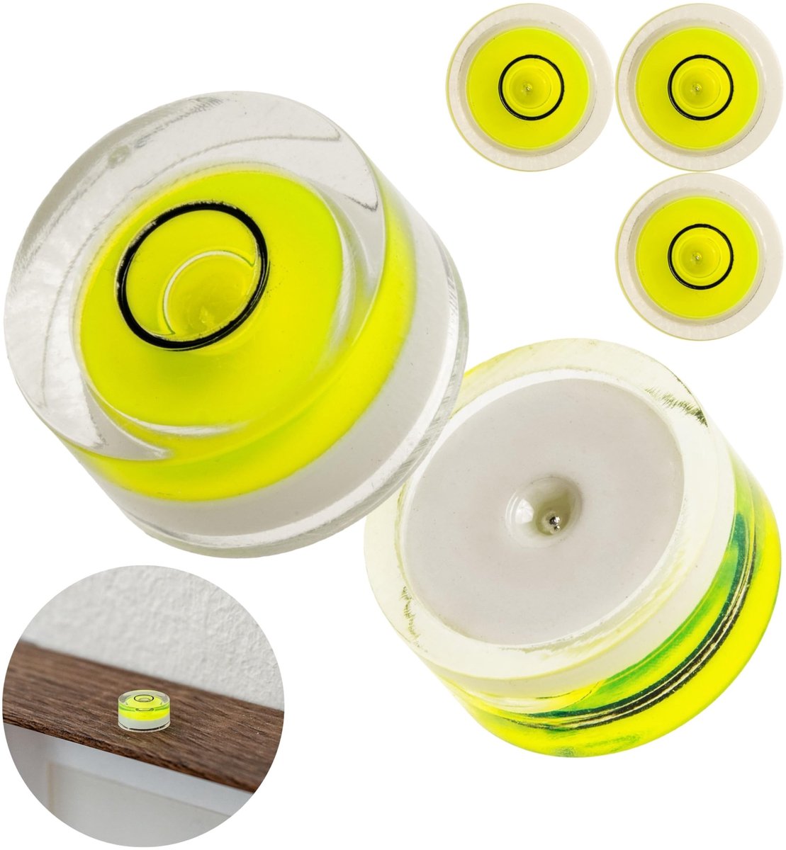 Ronde libellenset, 5 stuks, met een diameter van 12 mm, waterpas zonder opschrift, waterweegschaal, cirkelnivellering - ShopVlot