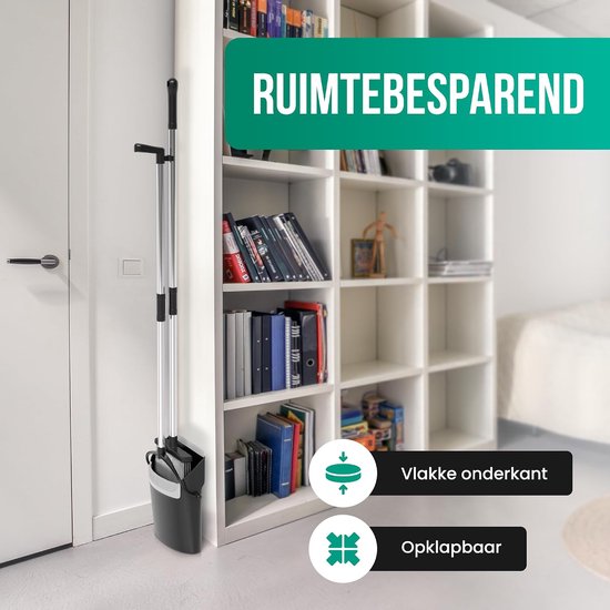 Stoffer en Blik - Opvangblik Set - Comfortabel Schoonmaken - Verstelbare Lange Steel - Tot 127cm - Zwart — afbeelding 5