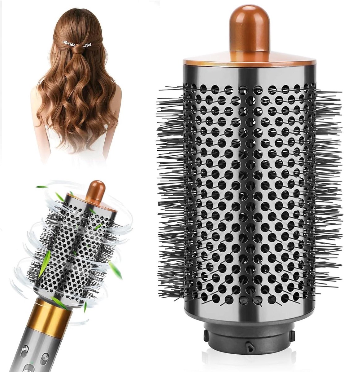 Volume Borstel - Haar Opzetstuk - Haar Stylen - Grotere Diameter - 14 cm Lang - Grijs
