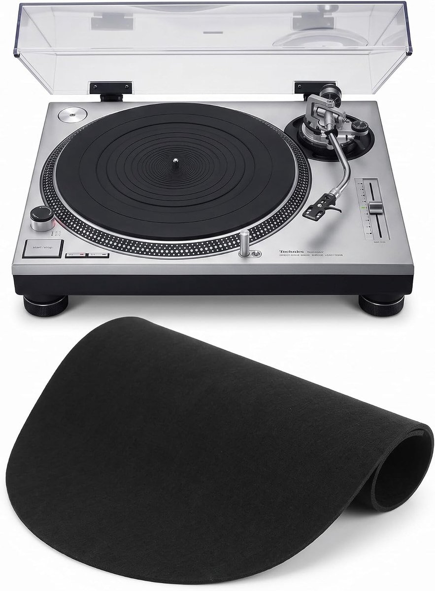Zwarte Rubber Platenspeler Mat, Vibration Reduction en Static Resistant, Universele Slipmat voor LP Platen en Geluidskwaliteit Verbetering