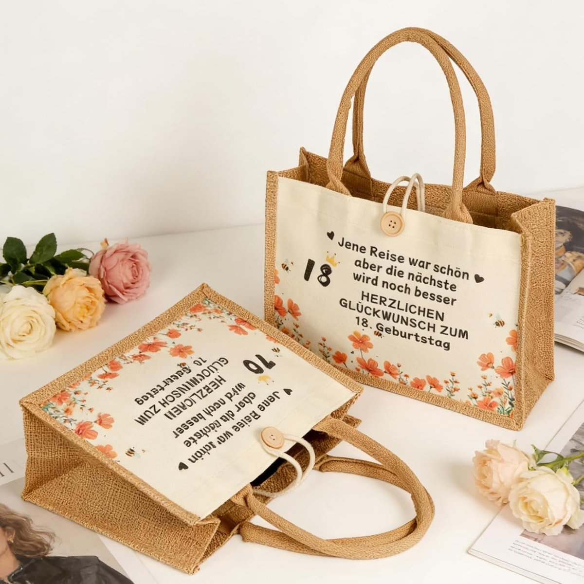 Duurzame Jute Tas voor Winkelgebruik, Perfect als Verjaardagscadeau voor Vrouwen, Moeders en Vriendinnen