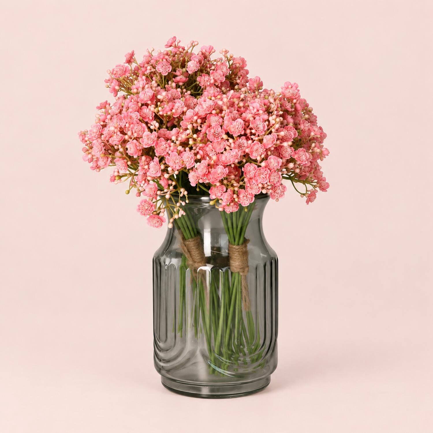 Bellatio Design Kunstbloemen boeket Gipskruid - 4x - 30 cm - roze - kunst zijdebloemen - Gypsophila