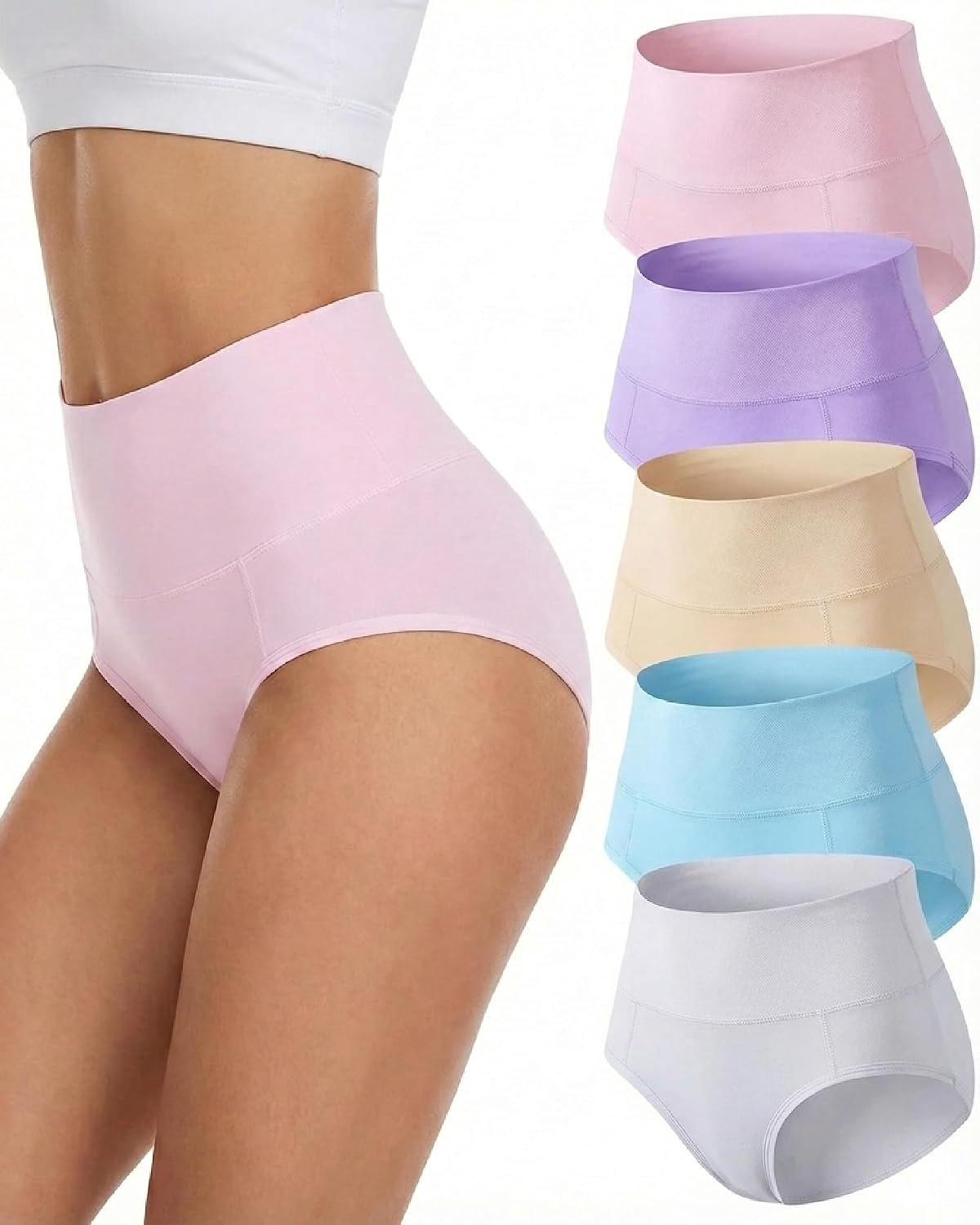 Hipster slip dames, hoge taille, 5-delig set