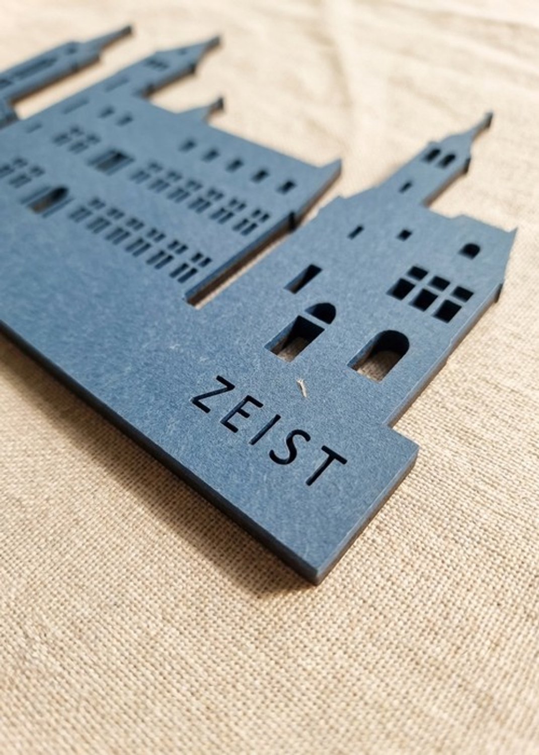 Houten Skyline Zeist | Wanddecoratie voor aan de muur | Blauw MDF | 100 x 20 cm