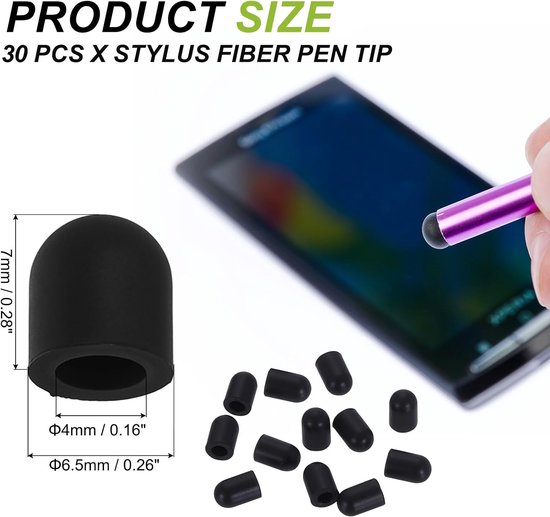 Stylus pen tips 6,5 mm - zwart siliconen - 50 stuks - geschikt voor touchscreen apparaten - ServiceTopper — afbeelding 5