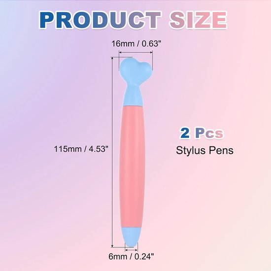 Styluspennen 115 x 16 mm - lichtroze - hoge gevoeligheid - krasvrije digitale pen voor touchscreen apparaten - 2 stuks - m-winkel — afbeelding 5
