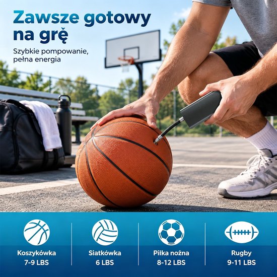 Elektrische ballpomp – Draagbare automatische snelpomp met manometer en LCD-scherm – Zwart, inclusief 2 naalden en 1 mondstuk voor basketbal, voetbal en volleybal — afbeelding 5