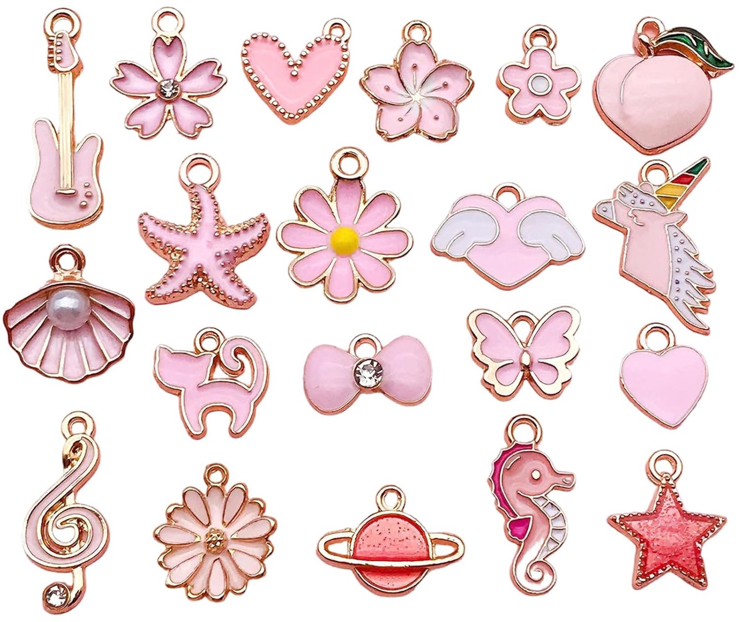 20 Charms voor sieraden, gemengde set, emaille metalen hangers