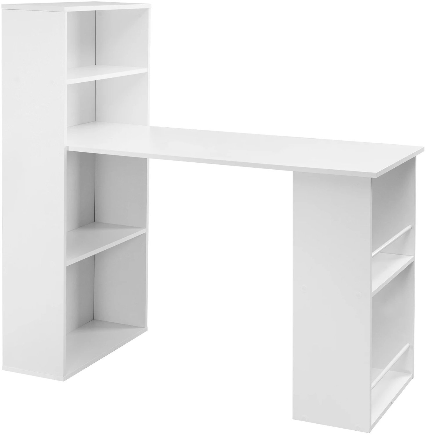 Prime Homely Prime Home Bureau - Hoekbureau - Computerbureau - Schrijftafel - Modern - Met opbergplanken - Opbergkast: 55 x 21,2 x 120cm - Bureau: 120 x 52 x 74,5cm - Wit