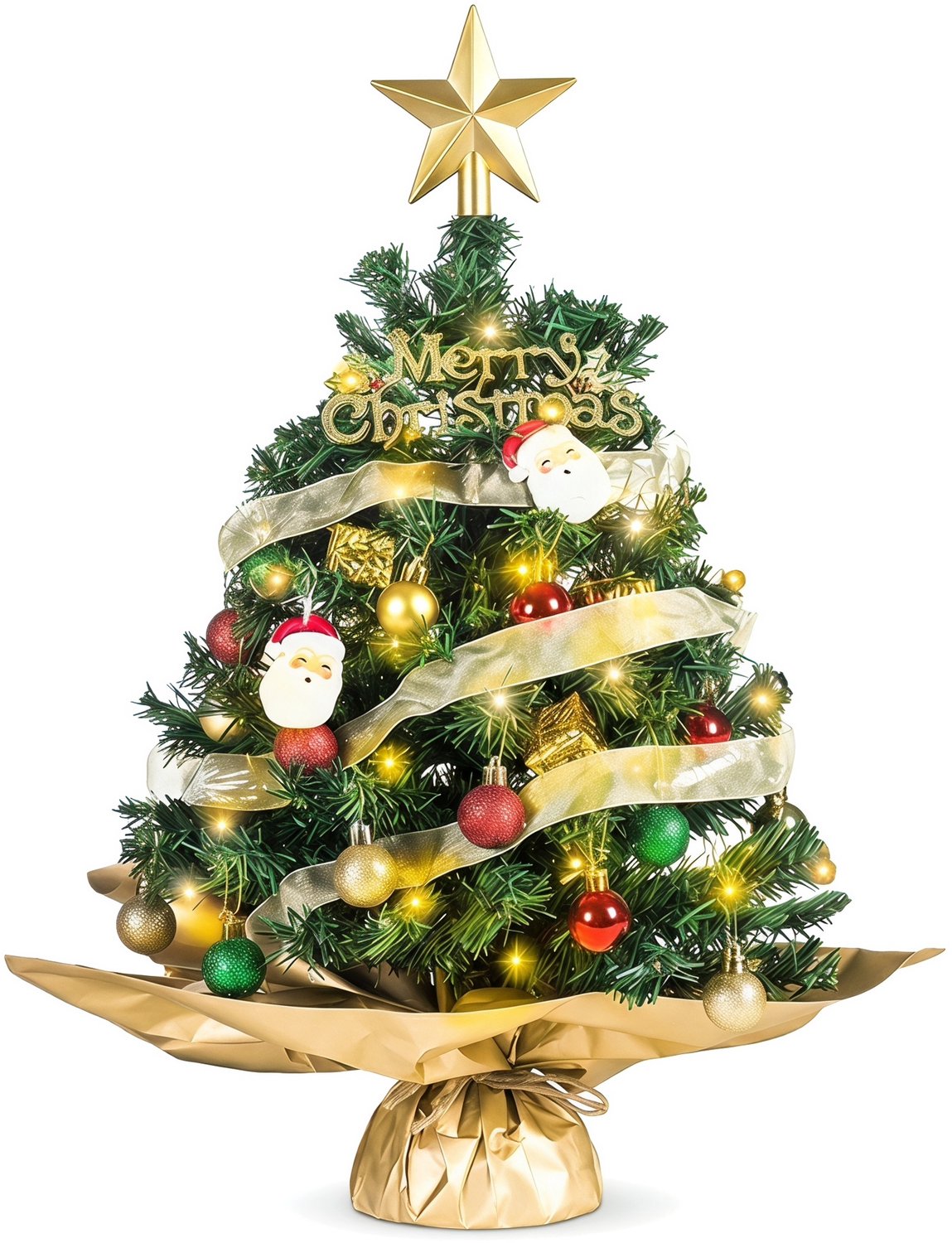 Mini-kerstboom met verlichting (60 cm) voor feestelijke decoratie, op tafel of in huis